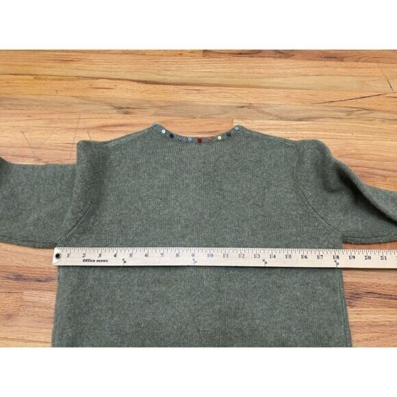 Newton Trading Co. Women's Sweater Cardigan Embroidered Button Detail PM Green - Picture 4 of 7